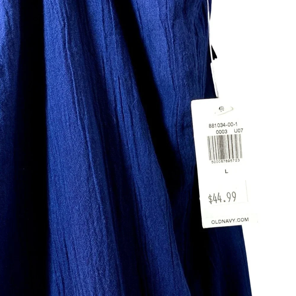 Old Navy Sleeveless Tasseled Navy Colorblock All-Day Maxi Swing Dress Size L NWT - Picture 7 of 10